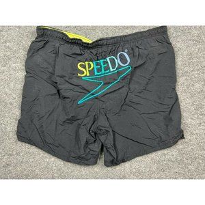 Speedo Mesh Lined Swim Trunks Men's 35" Waist Shorts Black Spell Out